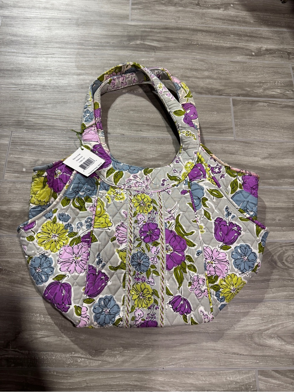 Vera Bradley Quilted Floral Tote in Purple, Green, Blue and Pink